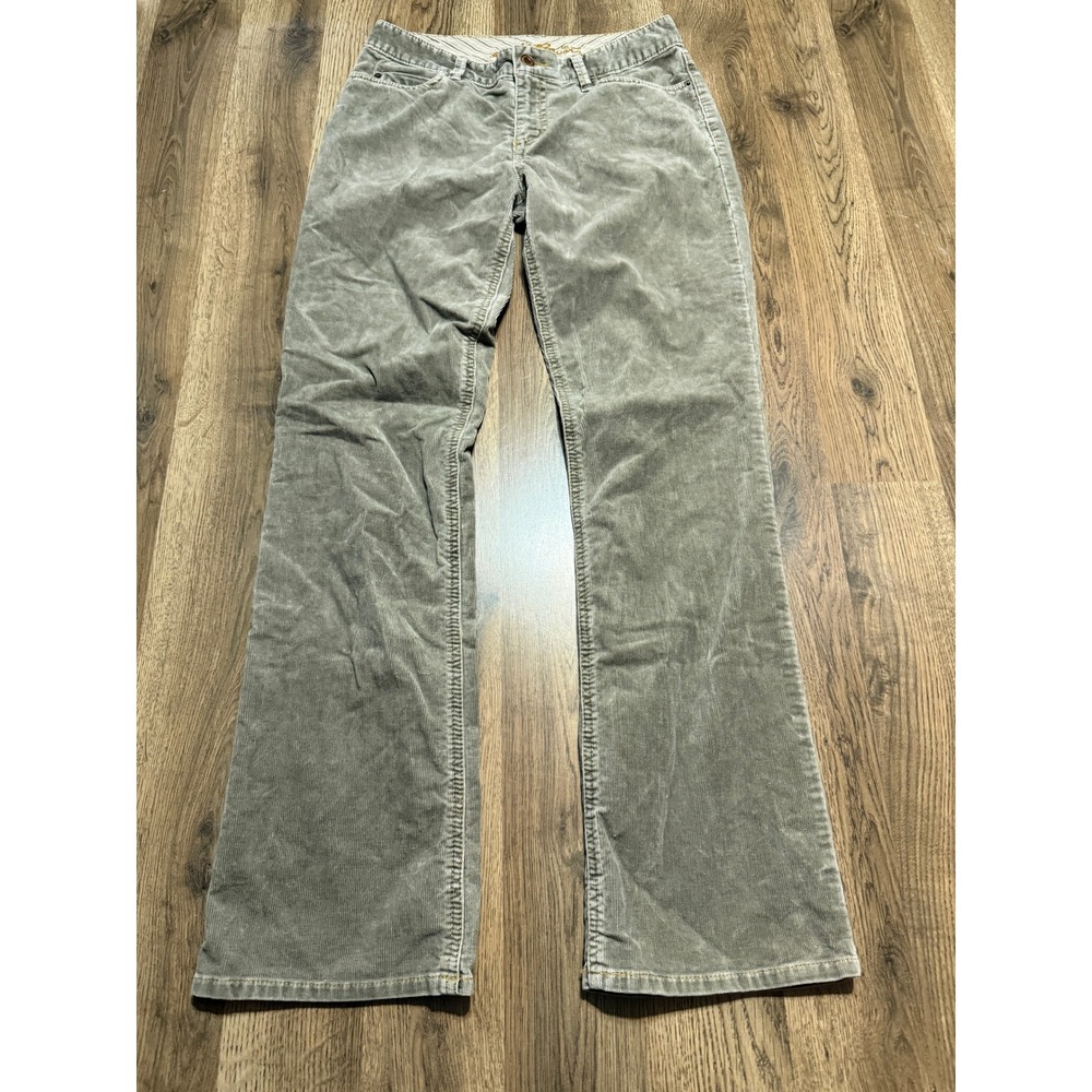 Eddie Bauer Pants Women Size 2 Gray Corduroy Straight Leg Stretch Low Rise